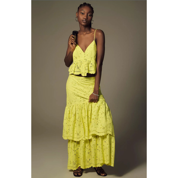 NWT Maeve Tiered Yellow Lace Skirt - Size 6 - Picture 1 of 6